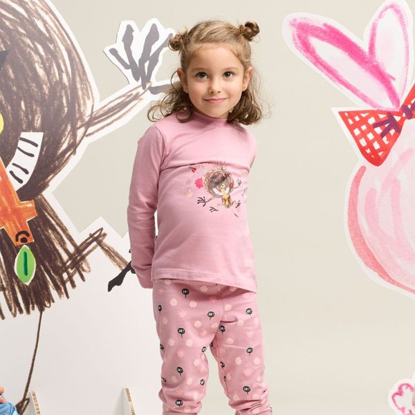 Hovedbilde Gullkorn - Pysjamas Bukkene Bruse 2-delt Tåkerosa