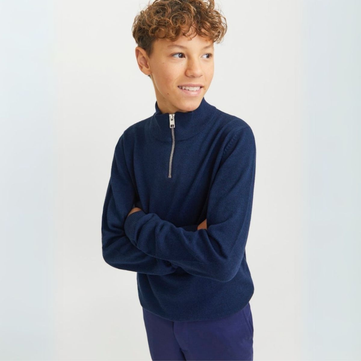 Jack & Jones - Genser Halfzip Knit Emil Navy Blazer