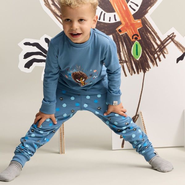 Hovedbilde Gullkorn - Pysjamas Bukkene Bruse 2-delt Tåkeblå