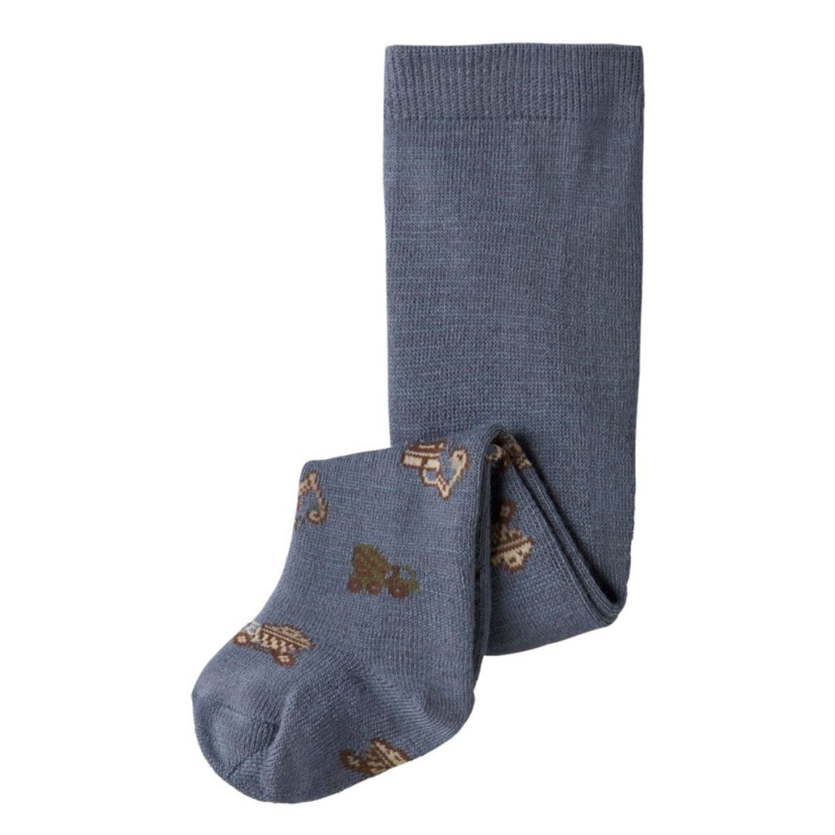 Name It - Strømpebukse Baby Ull/ Bomull Wak Folkstone Gray Working Machines