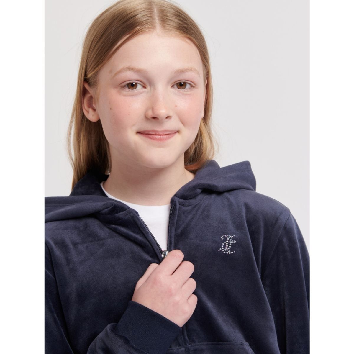 Juicy Couture - Velourjakke Tonal Zip Thru Hoodie Night Sky