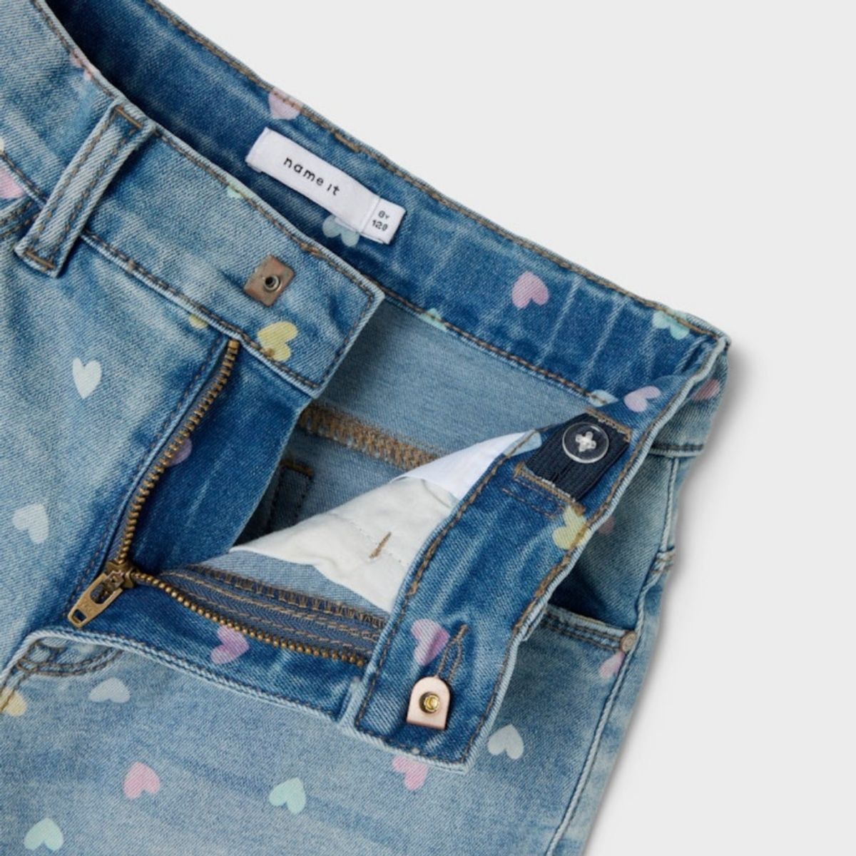 Name It - Shorts Jr Rose Mom Hearts Medium Blue Denim